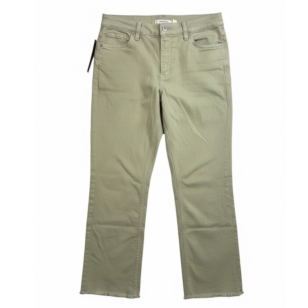 Denim & Co Easy Stretch Straight Leg Raw Hem Crop Pants Soft‎ Khaki 14 A654851